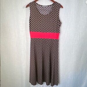 Polka Dot Midi Dress with Pink Accent